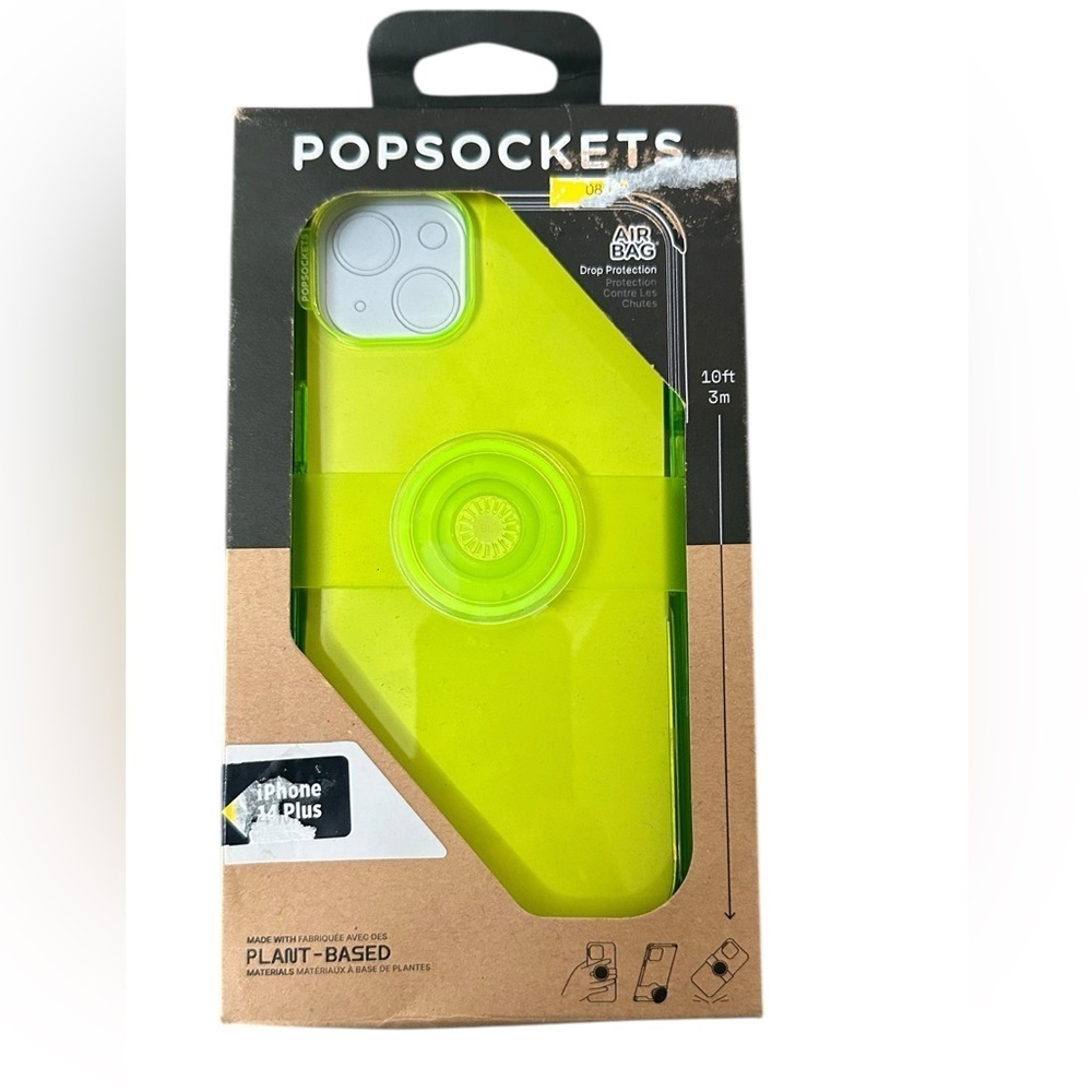 PopSockets iPhone 14 Plus 14 Pro Case Integrated PopGrip Slide Blazing Lime NWT